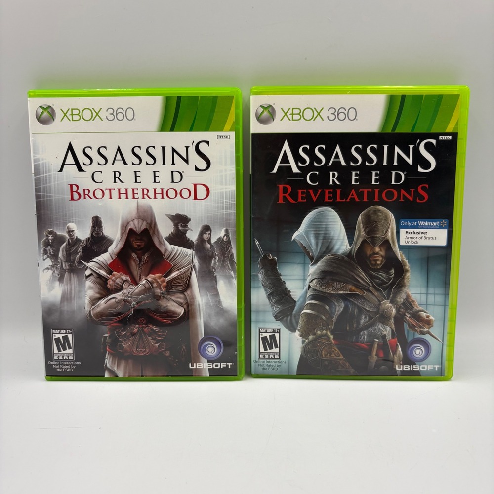 Ubisoft Assassins‎ Creed Brotherhood Revelations Xbox 360 Green Good 2 Game Lot